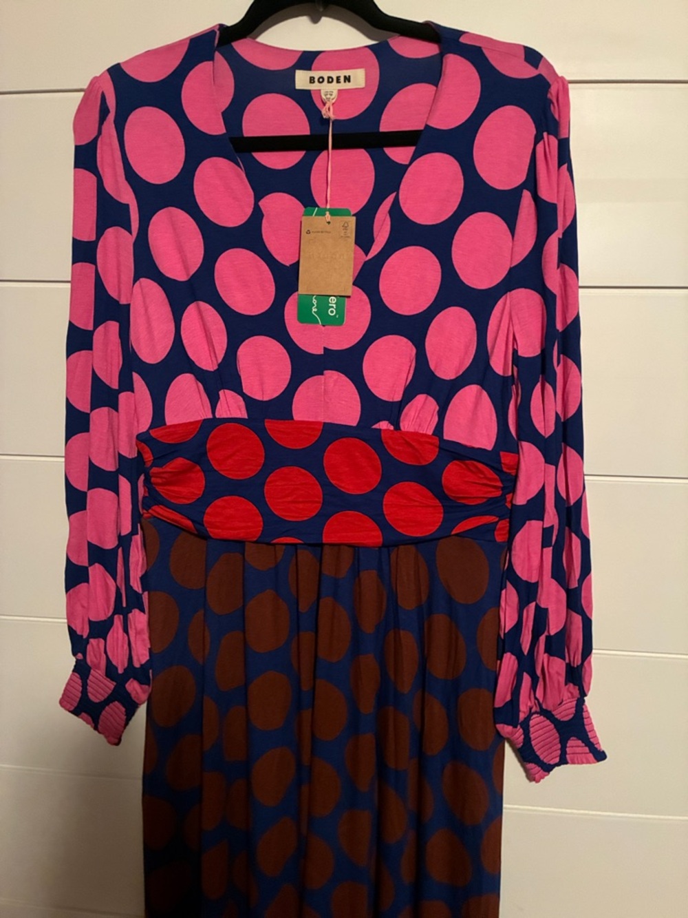 Boden Pink and Purple Polka Dot Maxi Dress - Picture 8 of 9